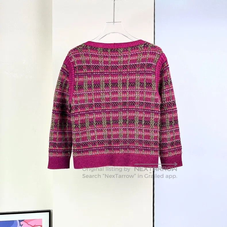 Chanel Chanel 18B purple plaid knitted cardigan coat Size XXS / US 00 / IT 34 - 2 Thumbnail