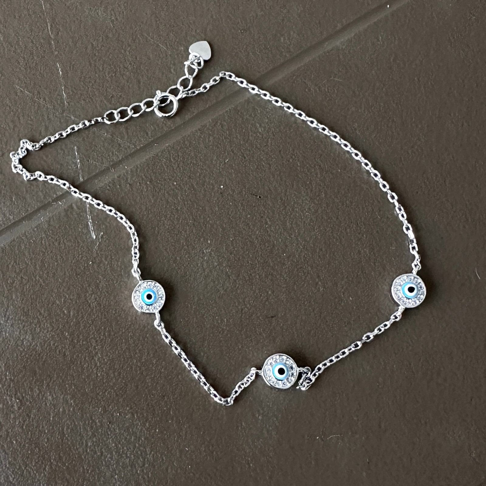 The Unbranded Brand 925 Sterling Silver Evil Eye CZ Anklet Size ONE SIZE - 2 Thumbnail