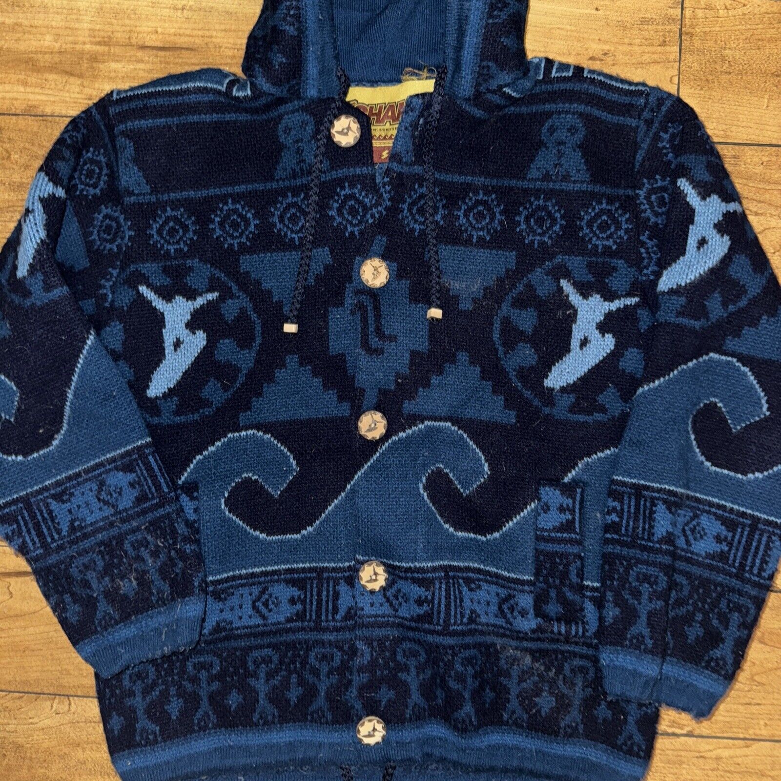 Japanese Brand × Vintage Vintage Surfshaman Hooded Sweater Blue 100% Orlon S 19x24 Size US S / EU 44-46 / 1 - 2 Thumbnail