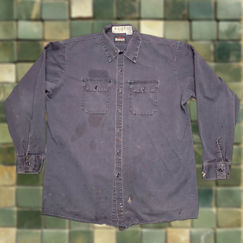 Vintage Bulwark FR Shirt Mens XL Blue 100% Cotton Twill Workwear Button-Up Long Sleeve Size US XL / EU 56 / 4 - 1 Thumbnail