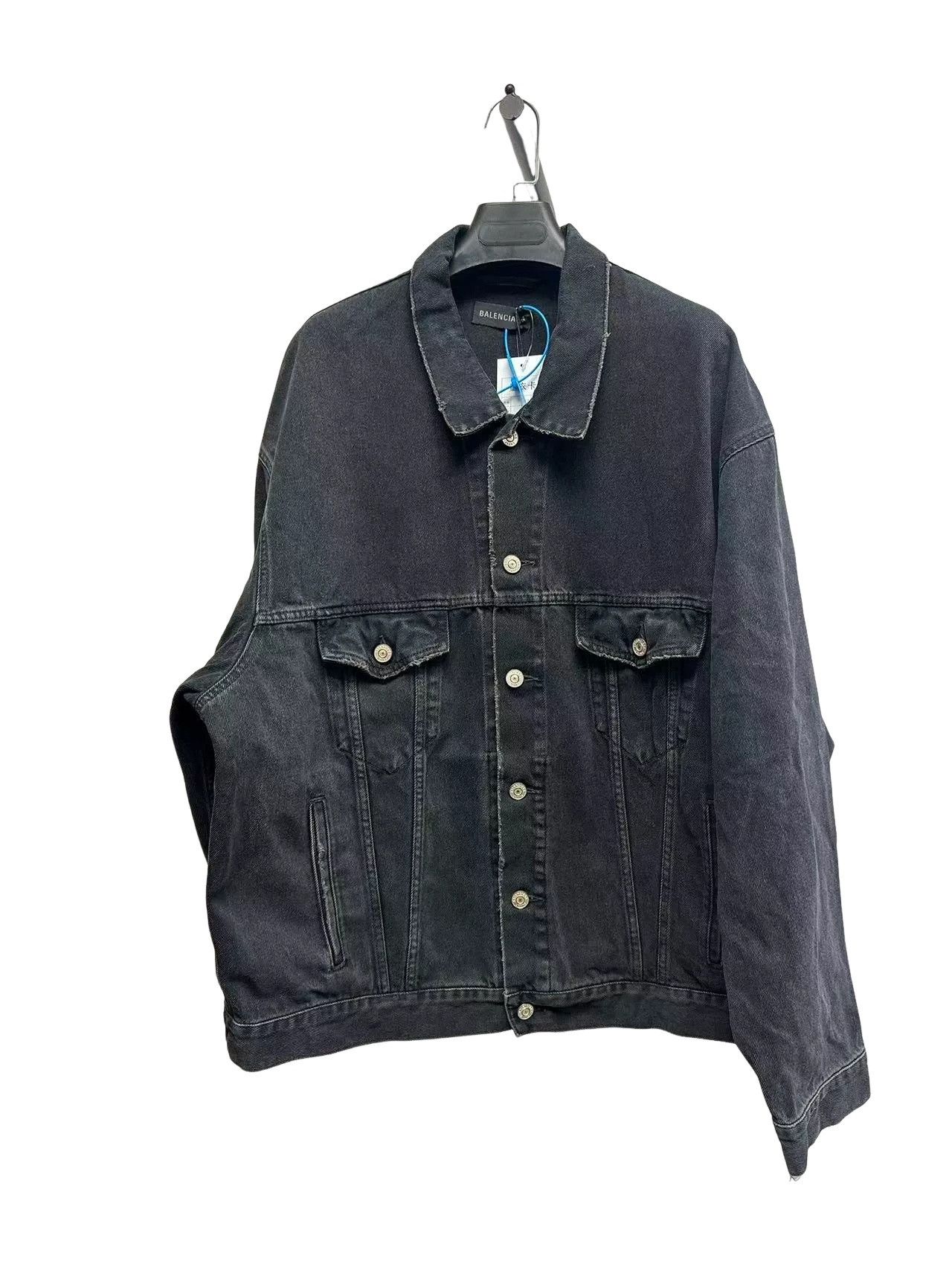 Balenciaga Balenciaga Black Spray Paint Effect Logo Denim Jacket