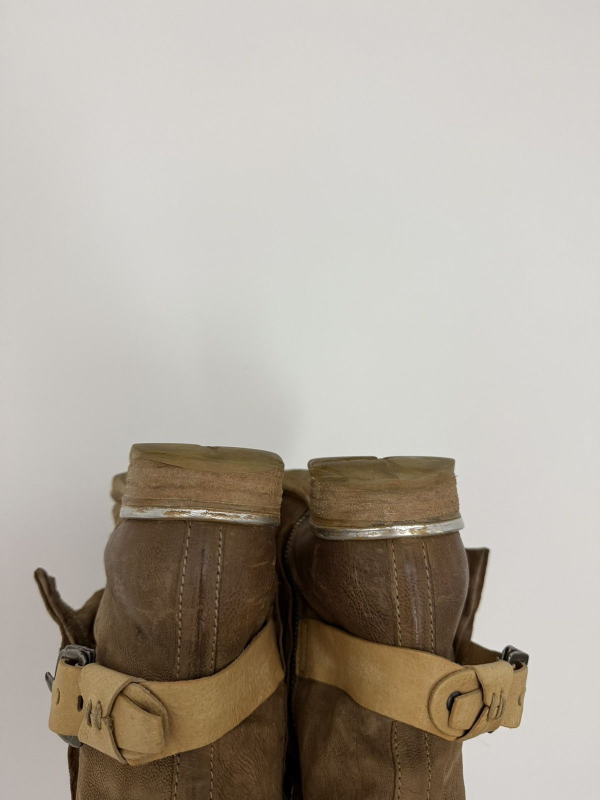A.S.98 Vintage A.S 98 Leather Ankle Biker Boots Italy Beige Size US 9 / IT 39 - 11 Thumbnail