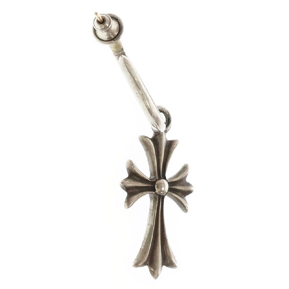 CHROME HEARTS TINY CH CROSS Hoop Silver Earrings