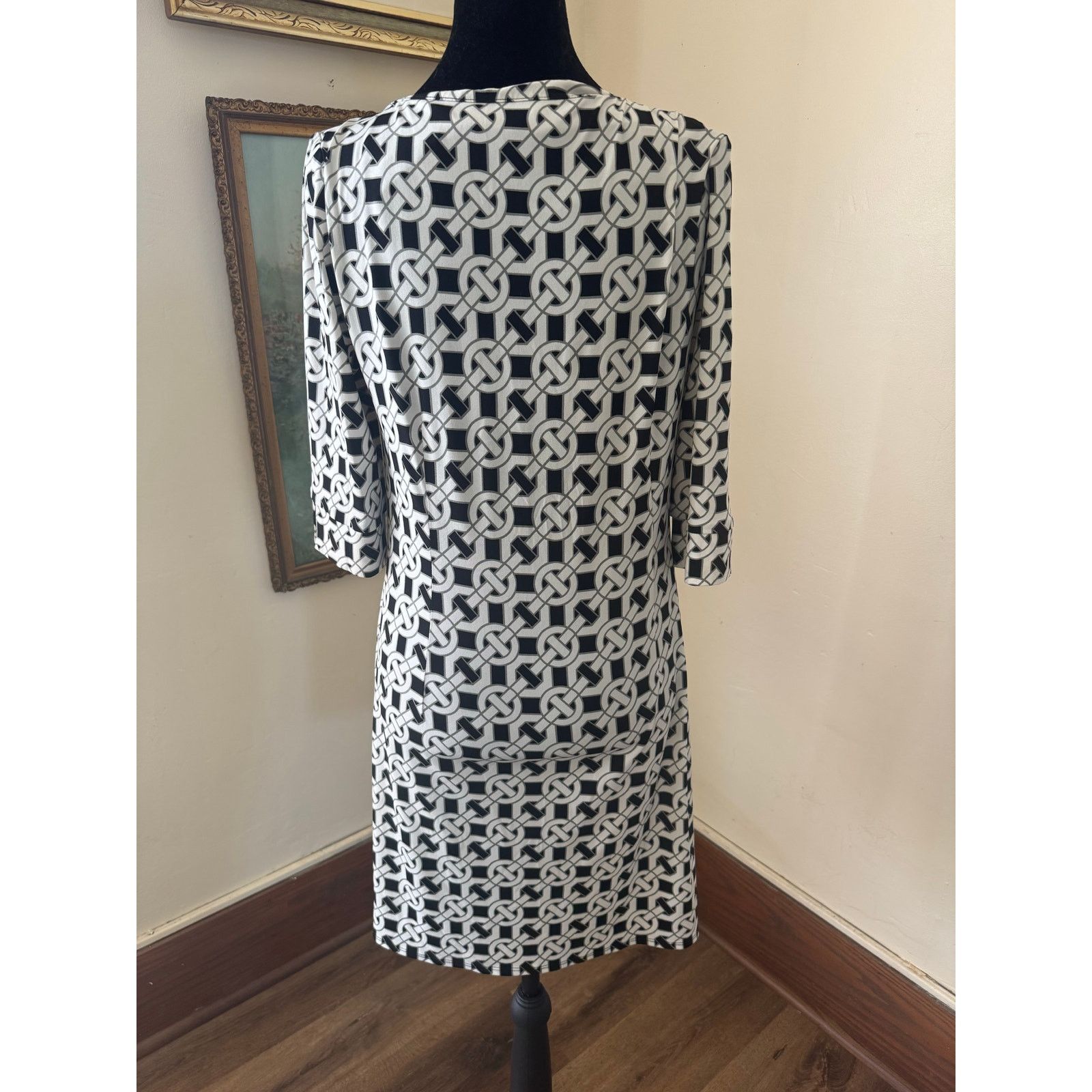 Other Laundry by Design Black White Chain Print Shift Dress Size 2 Size XS / US 0-2 / IT 36-38 - 2 Thumbnail
