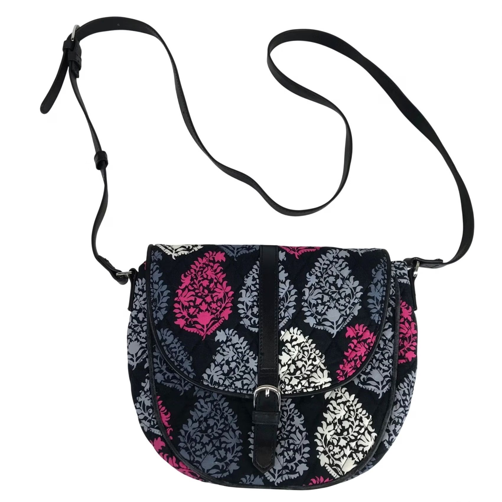 Vera Bradley Vera Bradley Quilted Shoulder Bag Floral Pink Gray White Black Adjustable Strap Size ONE SIZE - 2 Thumbnail