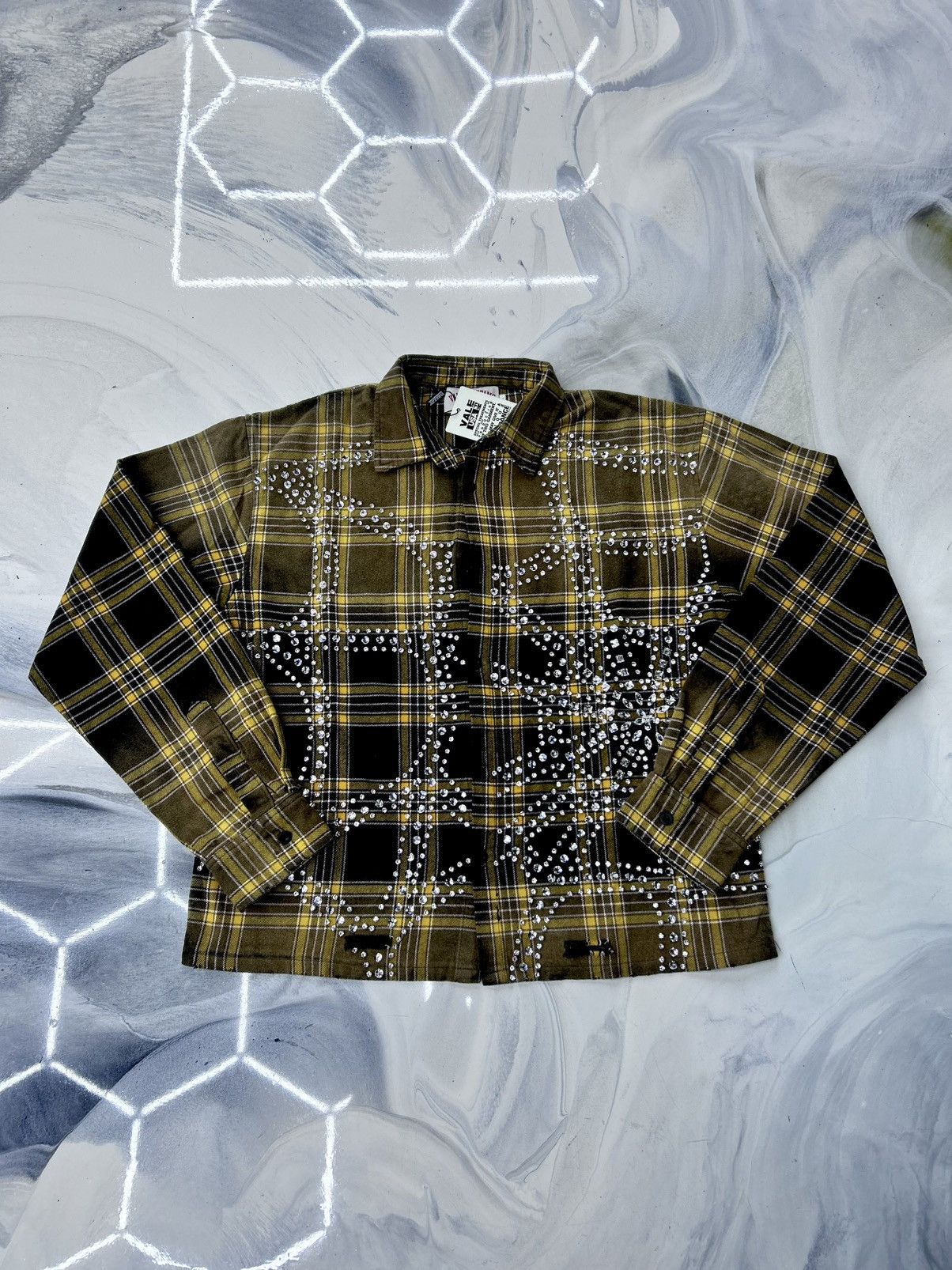 Vale Chocolate Crystal Flannel Black Yellow Size XL