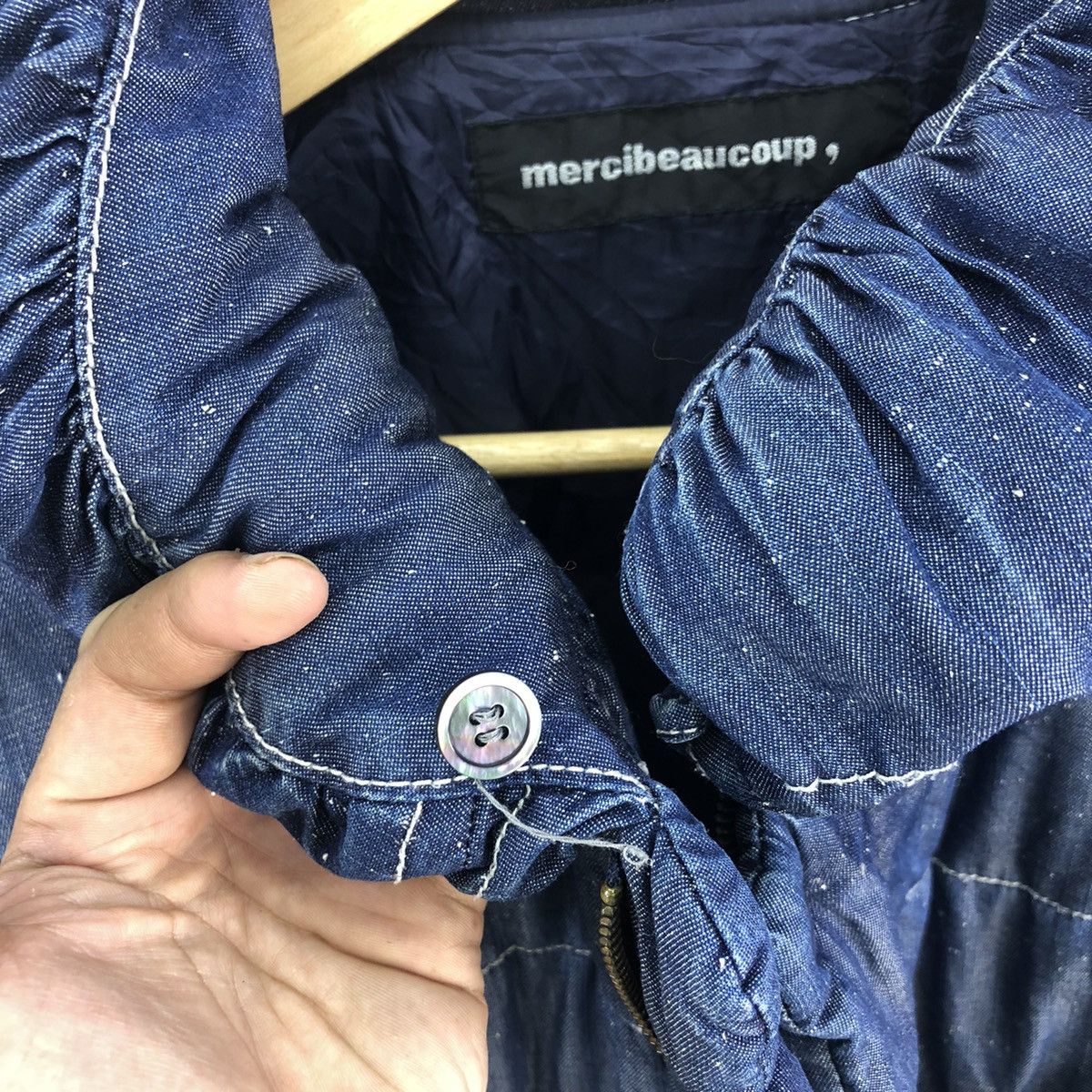 Issey Miyake Vintage Mercibeaucoup Pillow Neck Indigo Dye Bomber Jacket Size US S / EU 44-46 / 1 - 9 Thumbnail