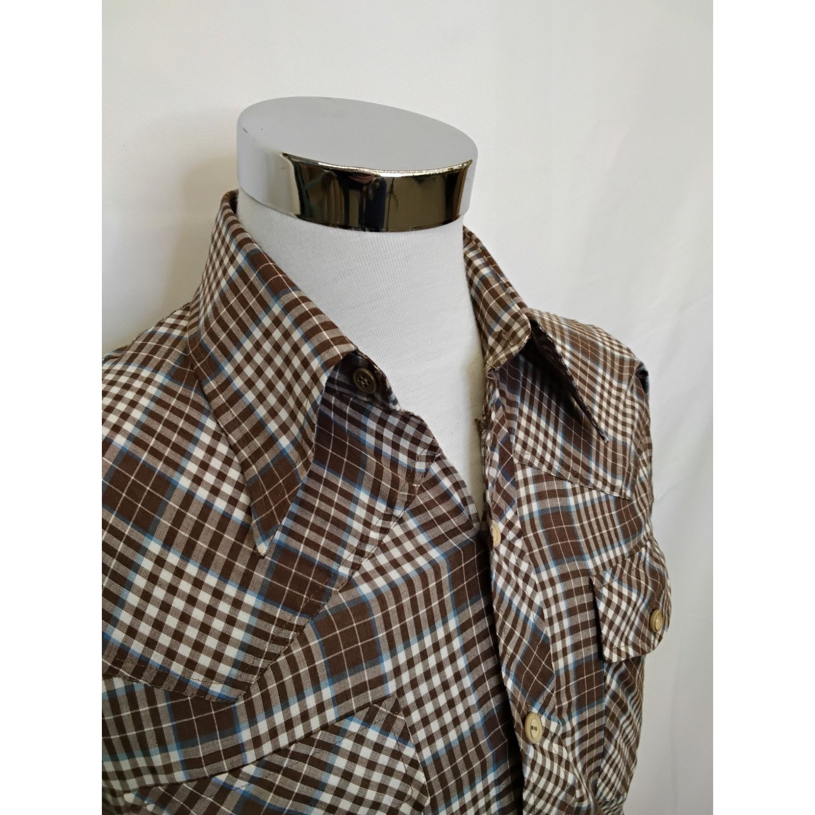 Levi's Levi's Panatella Shirt Men's M Brown/Blue Vintage 70s Big E Size US M / EU 48-50 / 2 - 4 Thumbnail