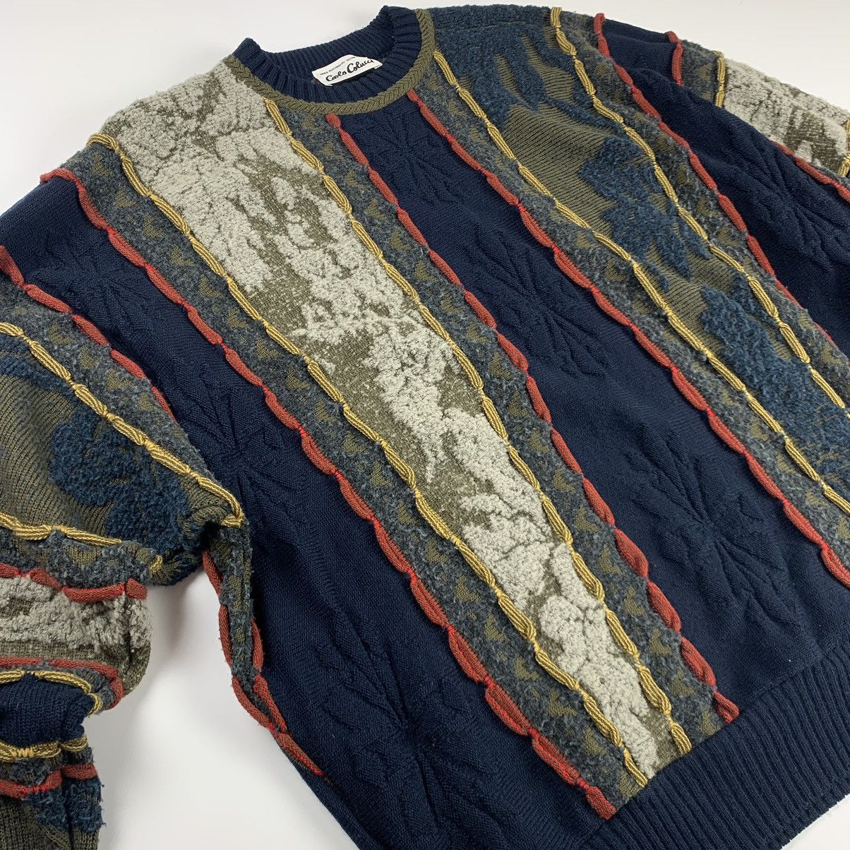 Carlo Colucci × Vintage Vintage heavy knit 3D coogi style sweater Size US L / EU 52-54 / 3 - 3 Thumbnail