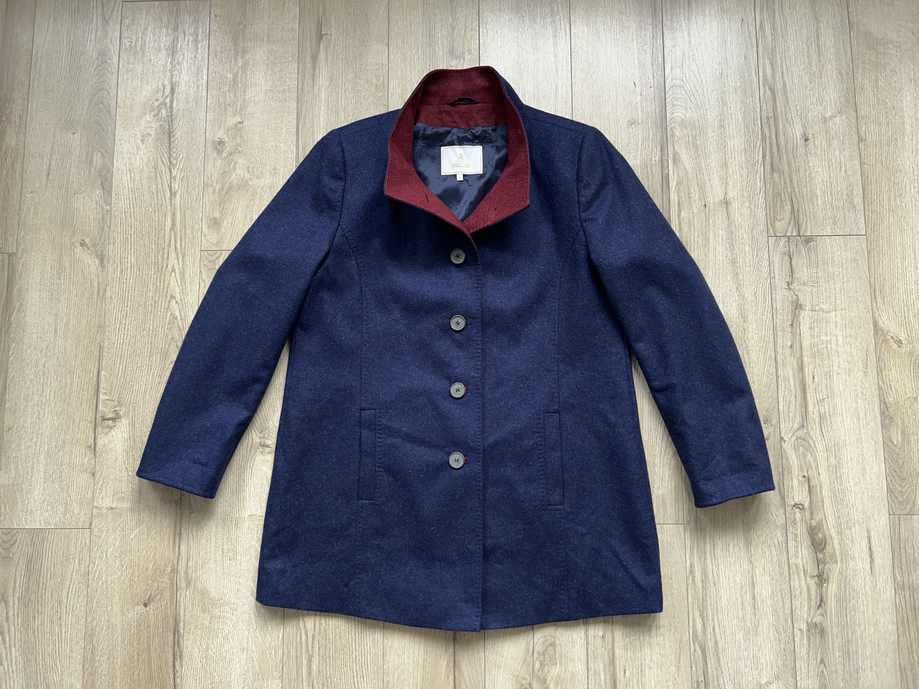 Vintage The House of Bruar Wool Coat Jacket Navy Blue Size US 16 Size XL / US 12-14 / IT 48-50 - 1 Thumbnail