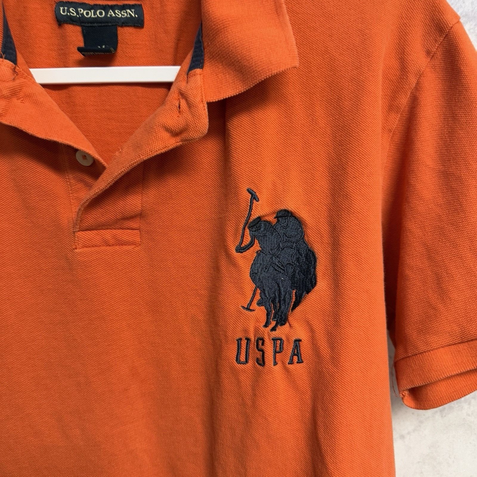 U.S. Polo Assn. US Polo Assn Collared Short Mens M 21.5x25 Orange Big Horse Size US M / EU 48-50 / 2 - 3 Thumbnail