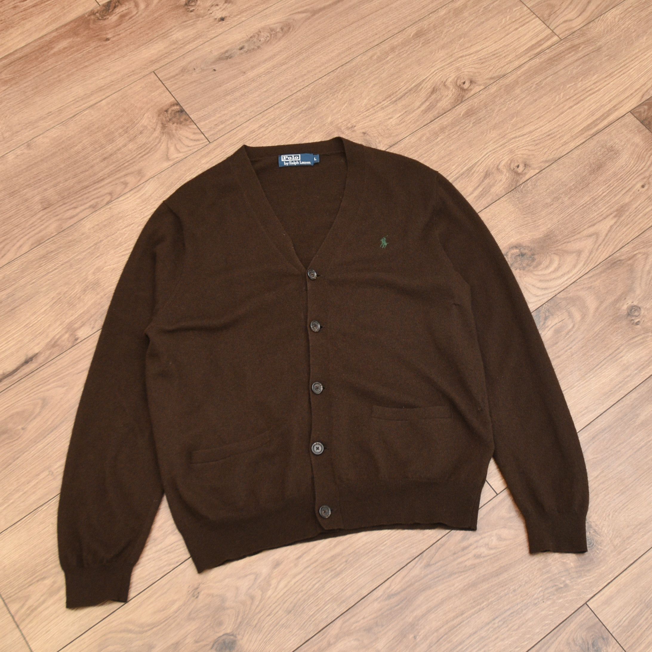 Polo Ralph Lauren Vintage POLO Ralph Lauren Merino Wool Brown Cardigan Old Size US L / EU 52-54 / 3 - 5 Thumbnail