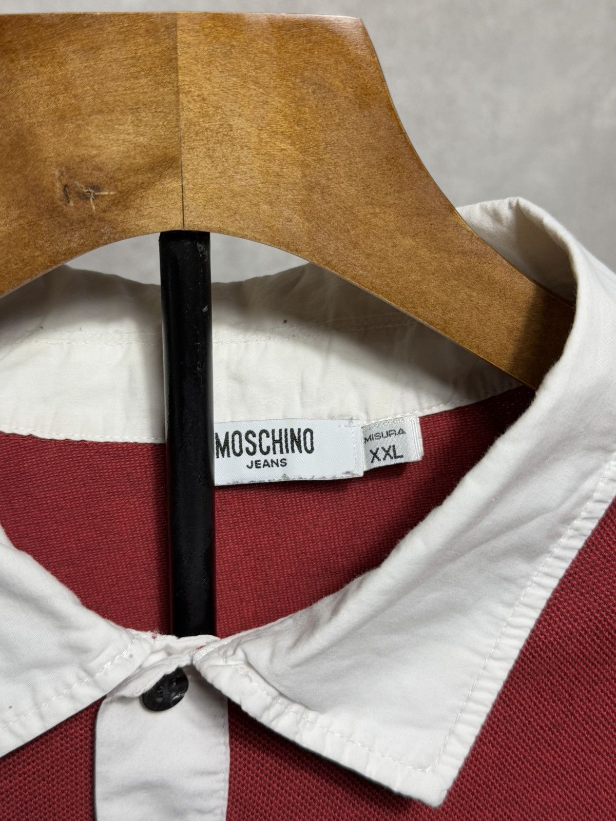 Designer × Moschino × Vintage Moschino Jeans Red Vintage 80s Polo Man XL Size US XL / EU 56 / 4 - 3 Thumbnail