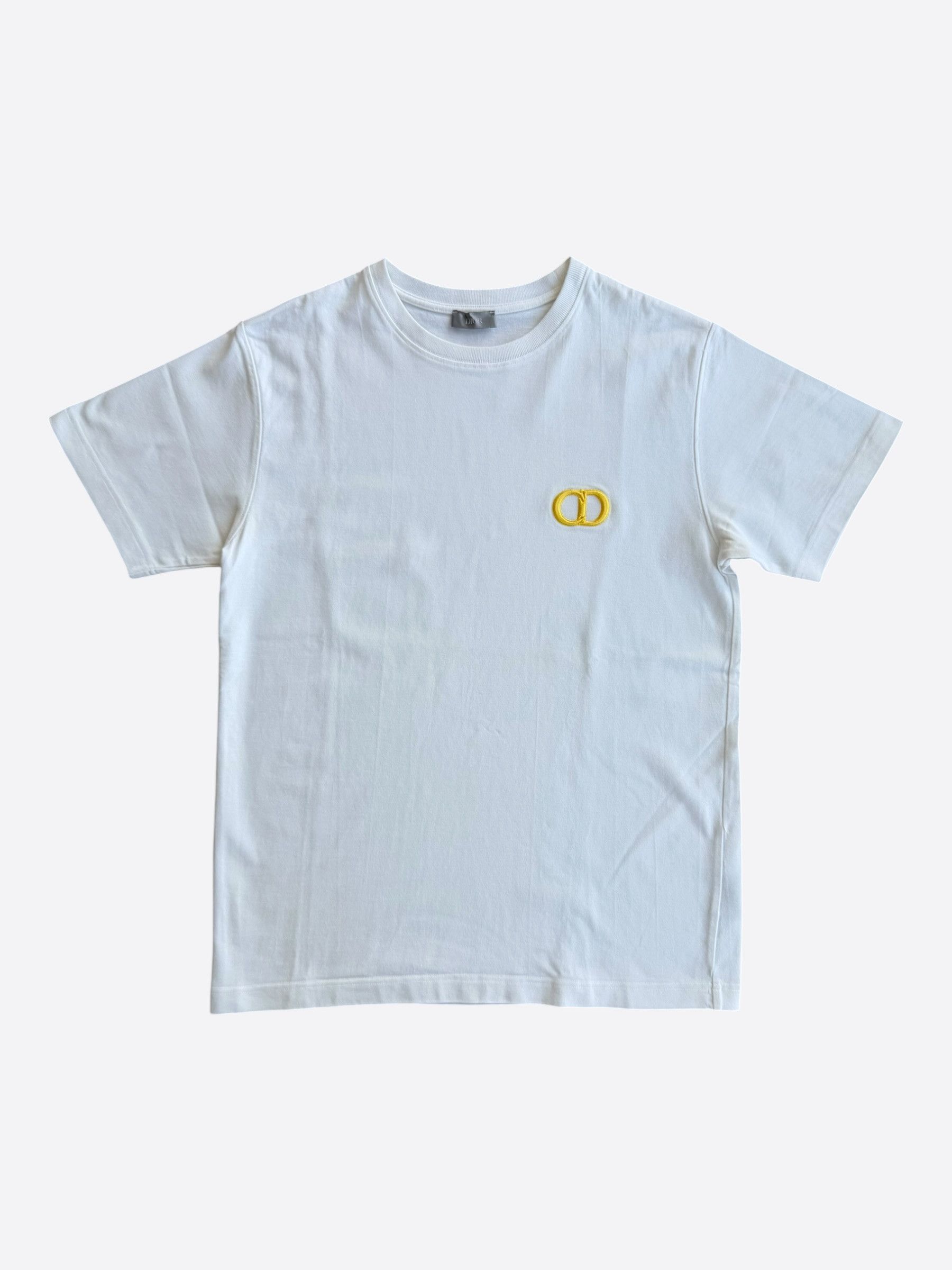 Dior Dior White & Yellow CD Icon Embroidered T-Shirt Size US M / EU 48-50 / 2 - 1 Thumbnail