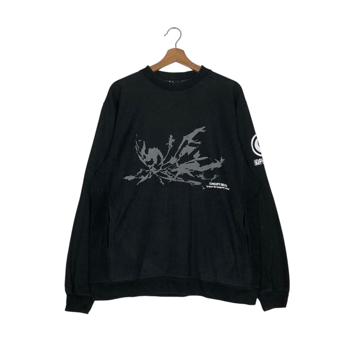 Japanese Brand 📌Vintage Sweatshirt Rich Black Concept Delta Big Logo Size US M / EU 48-50 / 2 - 2 Thumbnail
