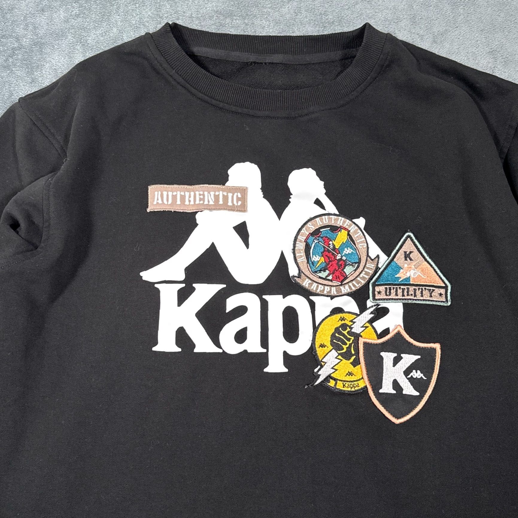 Kappa Kappa Sweatshirt Mens Large Black Crew Neck Luther Man Patches Lon Sleeve Graphic Print Size US L / EU 52-54 / 3 - 3 Thumbnail