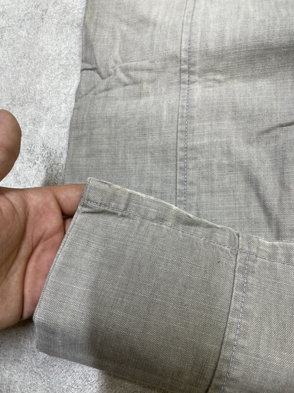 If Six Was Nine × Japanese Brand × Le Grande Bleu (L.G.B.) Detail crash break mix leather trashed flared jean Size US 27 - 8 Thumbnail