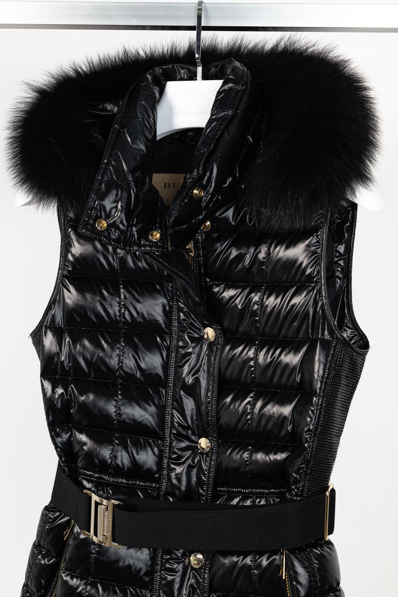 Burberry Burberry Willowbank Black Fur-Trim Hooded Belted Puffer Vest Size S / US 4 / IT 40 - 3 Thumbnail