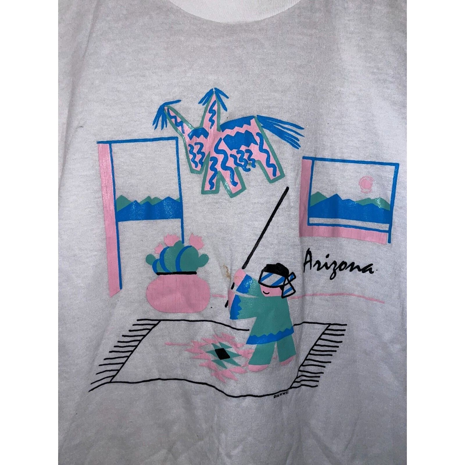 Jerzees Vintage Arizona Shirt Pinata Party Graphic White M Tee Size US M / EU 48-50 / 2 - 2 Thumbnail