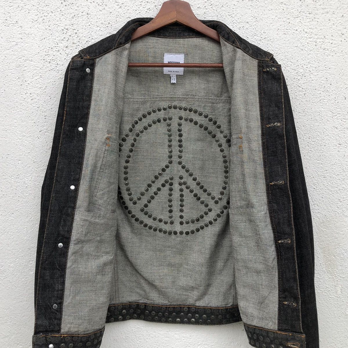Moschino Moschino Peace Sign Metal Studs Denim Jacket Size US M / EU 48-50 / 2 - 9 Thumbnail