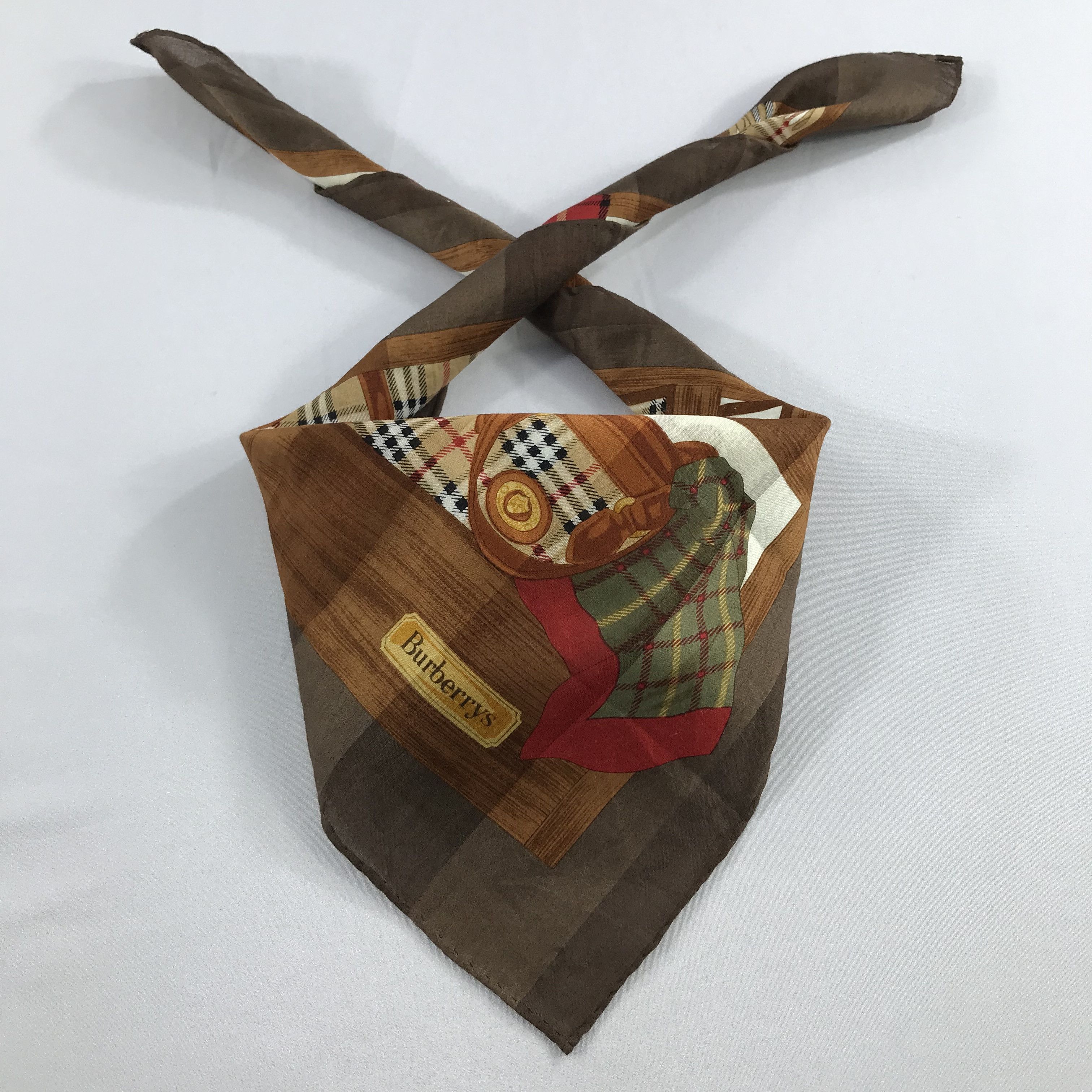 Burberry × Vintage Burberry Bandana / Handkerchief / Neckerchief - S2093 Size ONE SIZE - 3 Thumbnail