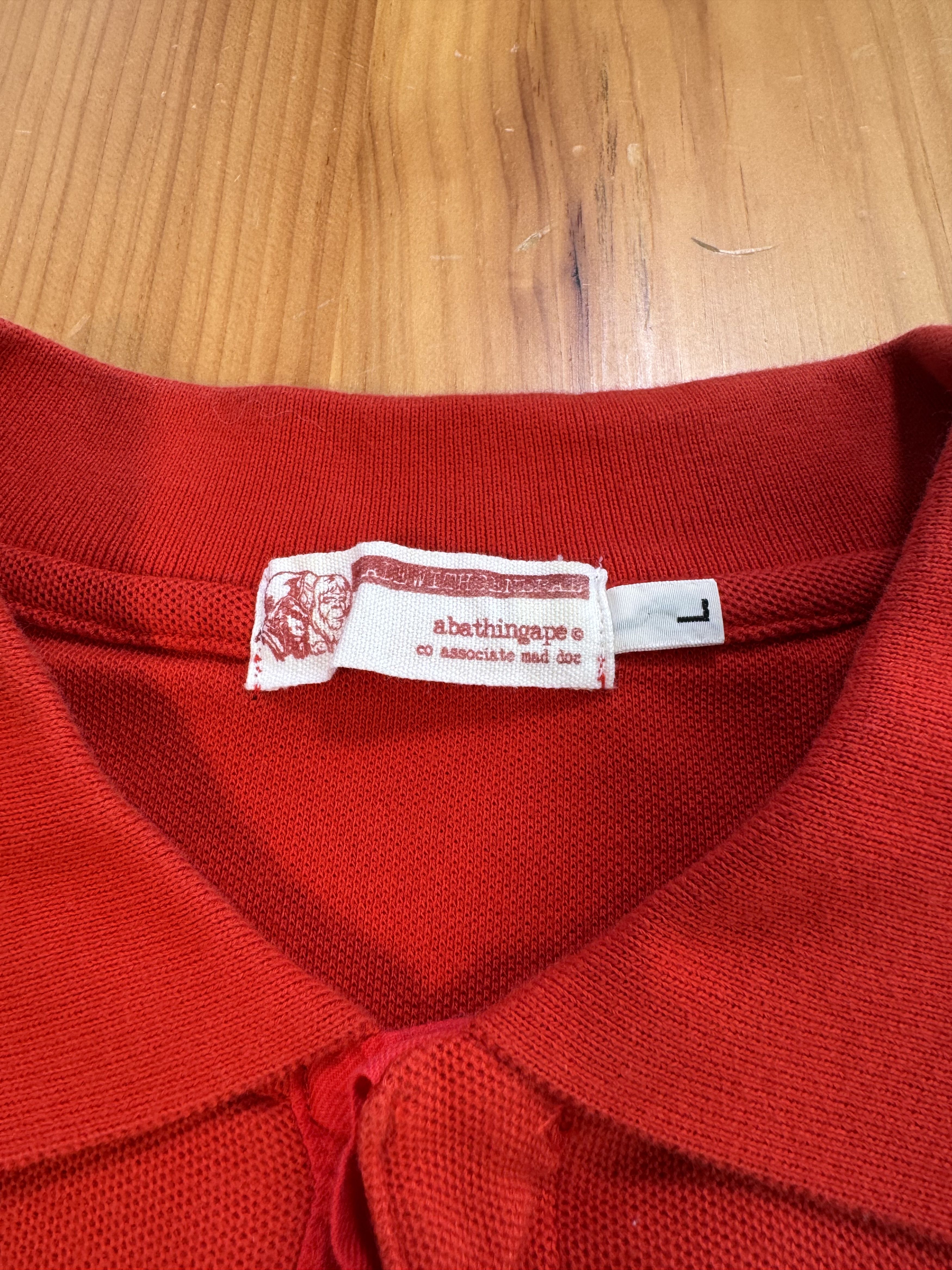 Bape Og BAPE Bapestas Embroidered Logo Red Polo Shirt Size Large Size US L / EU 52-54 / 3 - 5 Thumbnail