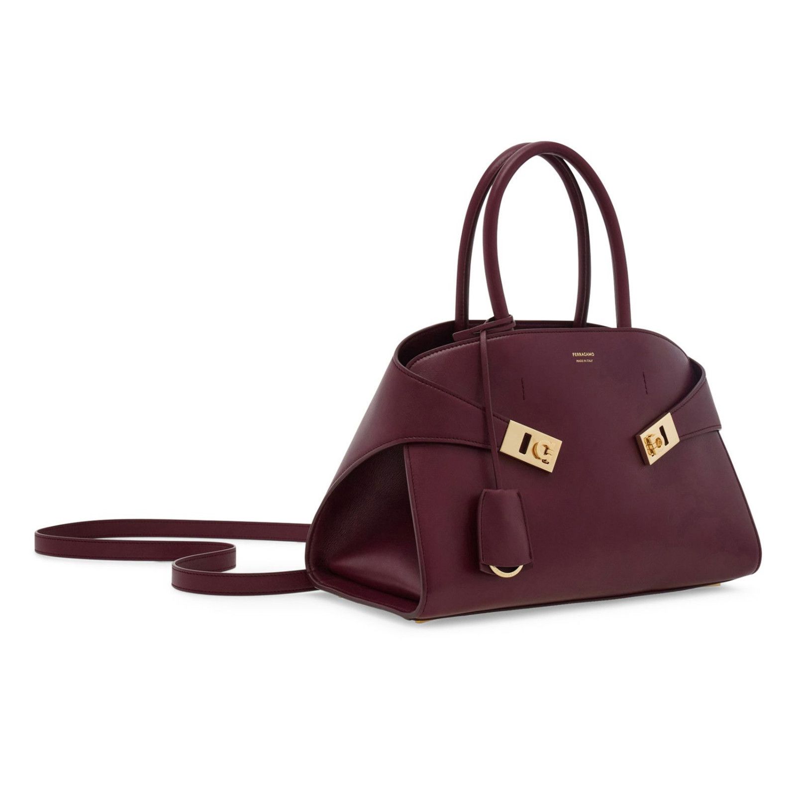 Salvatore Ferragamo FERRAGAMO Hug Medium Plum Leather Top Handle Bag New Size ONE SIZE - 2 Thumbnail