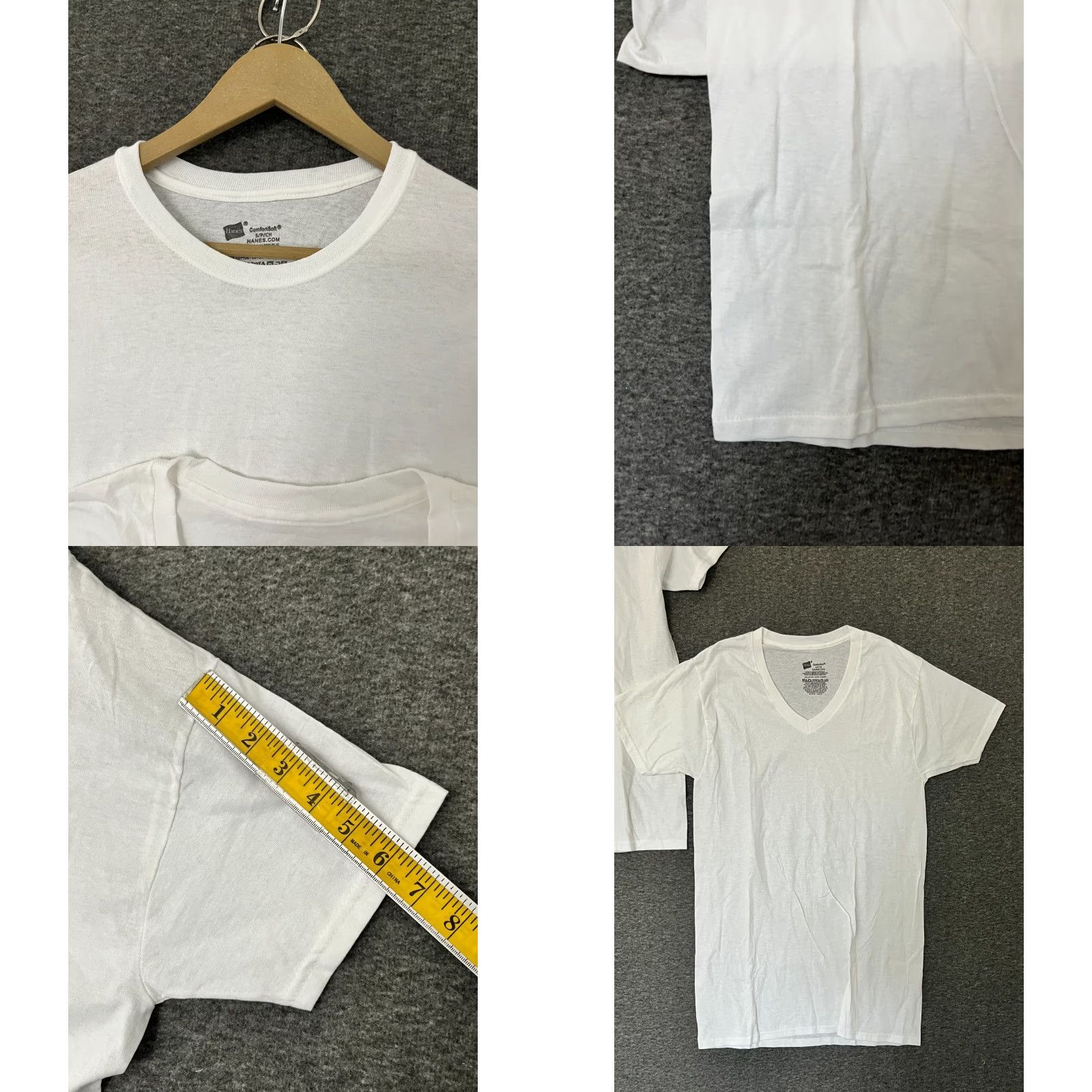 Hanes Hanes Mens 2-Pack White Crew + V-Neck Tee T-Shirt Comfortsoft Short Sleeve S Mens Shirt White 2-Pack Casual Classic Size US S / EU 44-46 / 1 - 8 Thumbnail