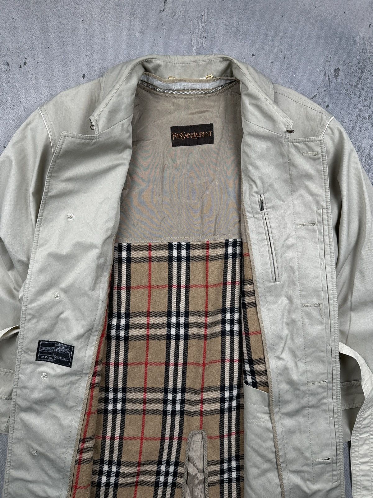 Yves Saint Laurent Yves Saint Laurent Trench Coat Beige Nova Check Lined 80s Size US L / EU 52-54 / 3 - 5 Thumbnail