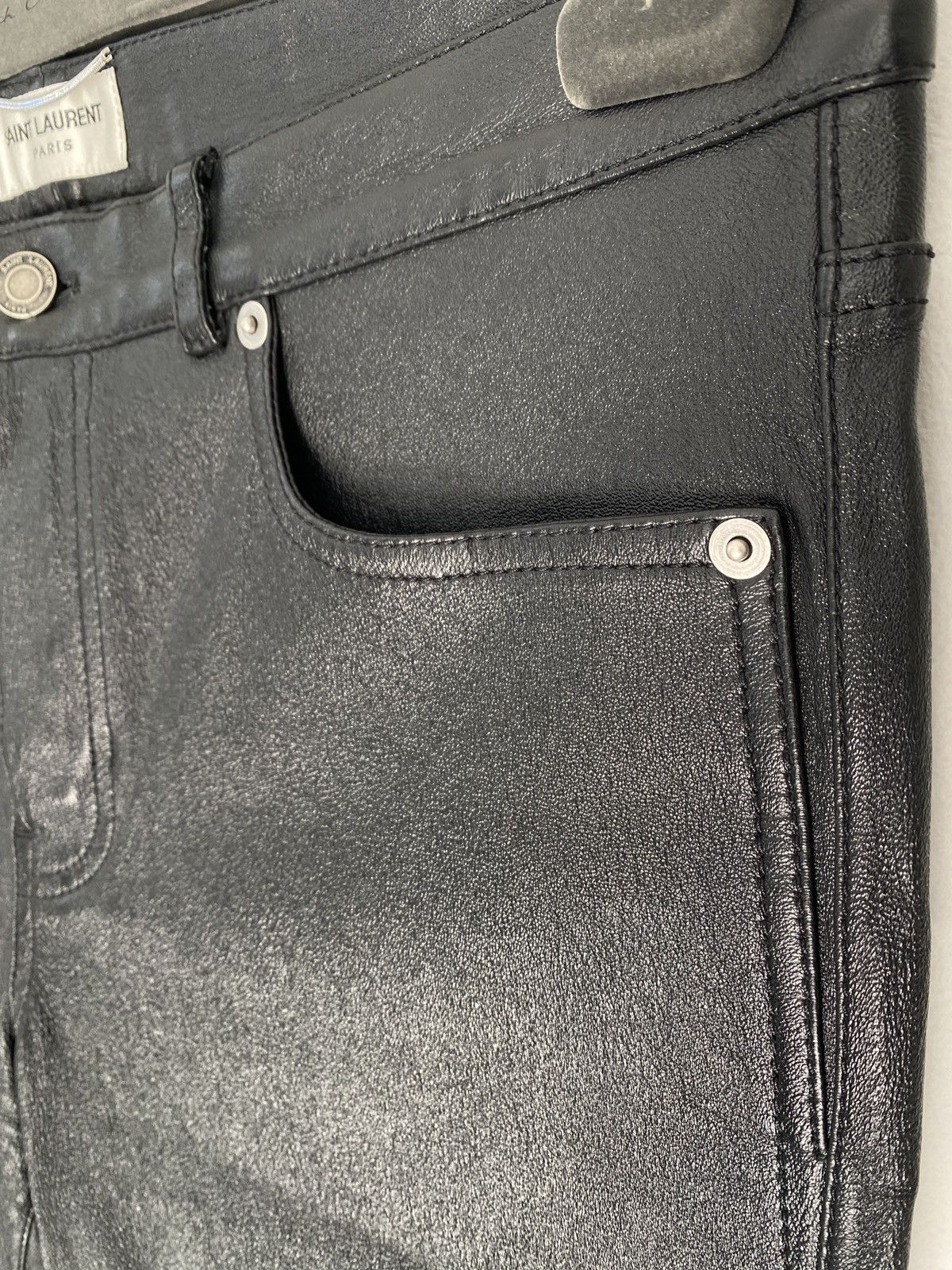 Saint Laurent Paris Saint Laurent Paris Skinny Lambskin Leather Trousers 50 Size US 34 / EU 50 - 4 Thumbnail