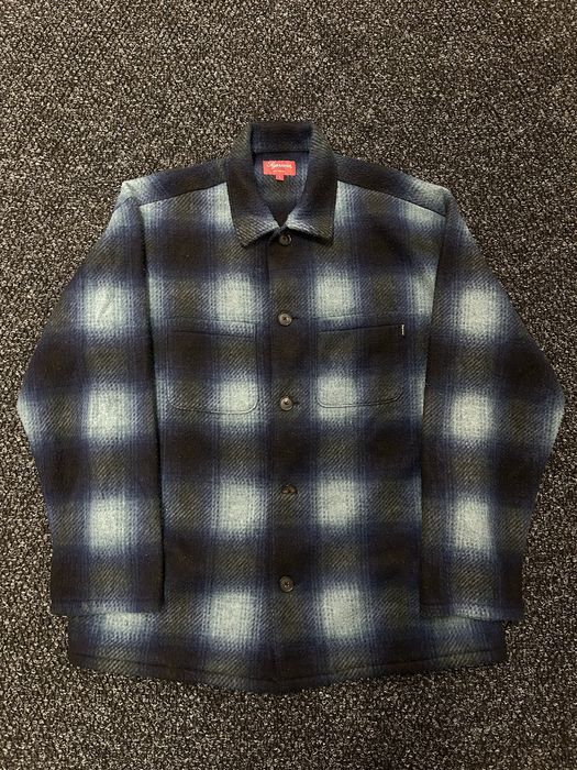 Supreme Supreme Shadow Plaid Fleece Shirt Blue | Grailed