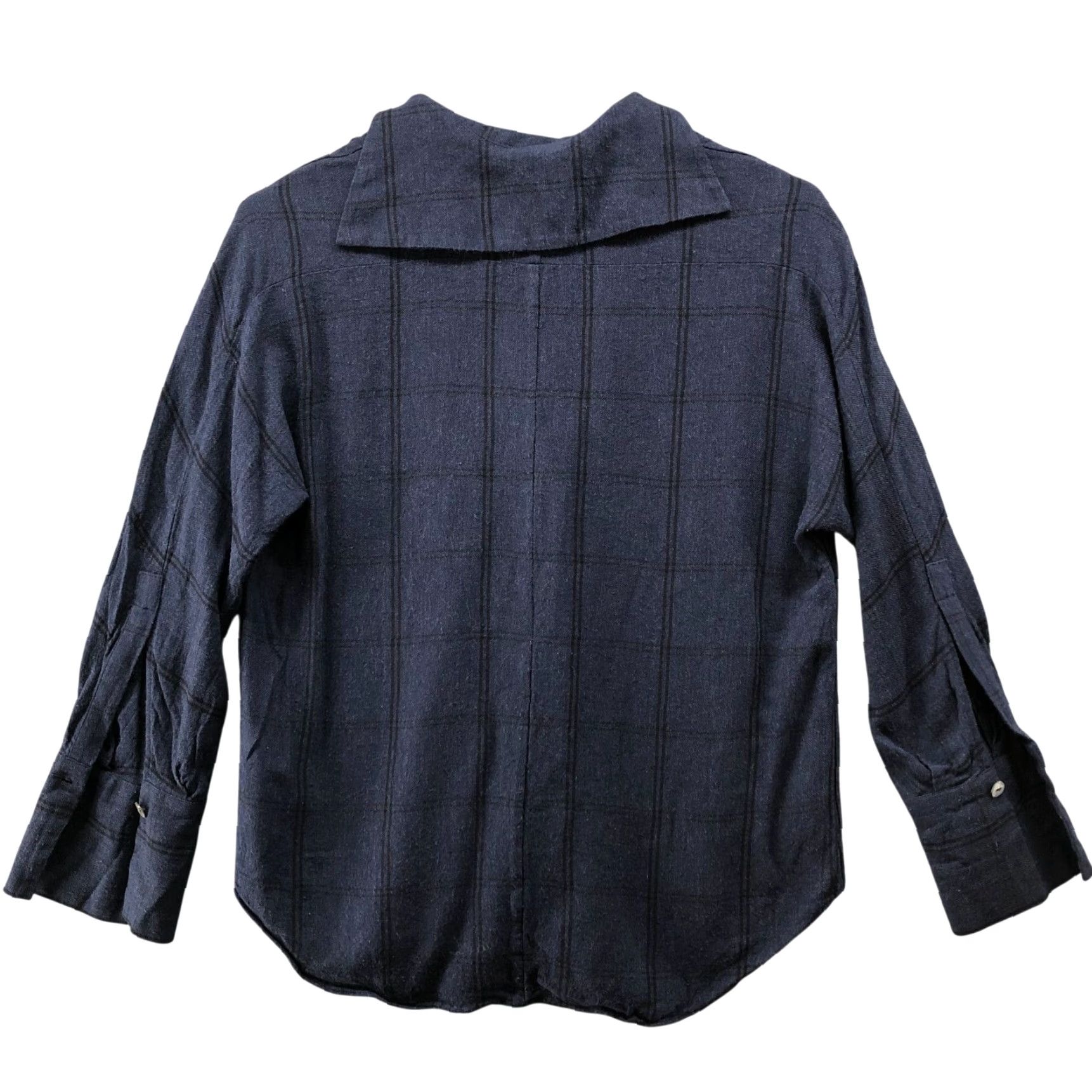 Vince Vince V-Neck Wool-Blend Marina Johnny Collar Long Sleeve Blouse XXS Blue Plaid Shirt Women XS Size XXS / US 00 / IT 34 - 2 Thumbnail