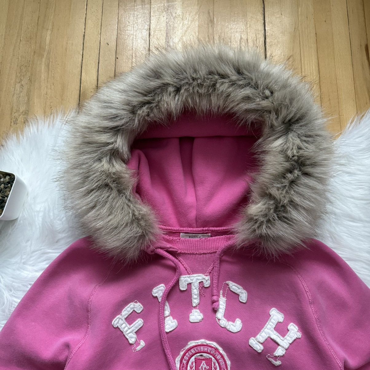 Abercrombie & Fitch 📌 Crazy Cute Vintage Abercrombie & Fitch Y2K Faux Fur Hoodie Size S / US 4 / IT 40 - 3 Thumbnail