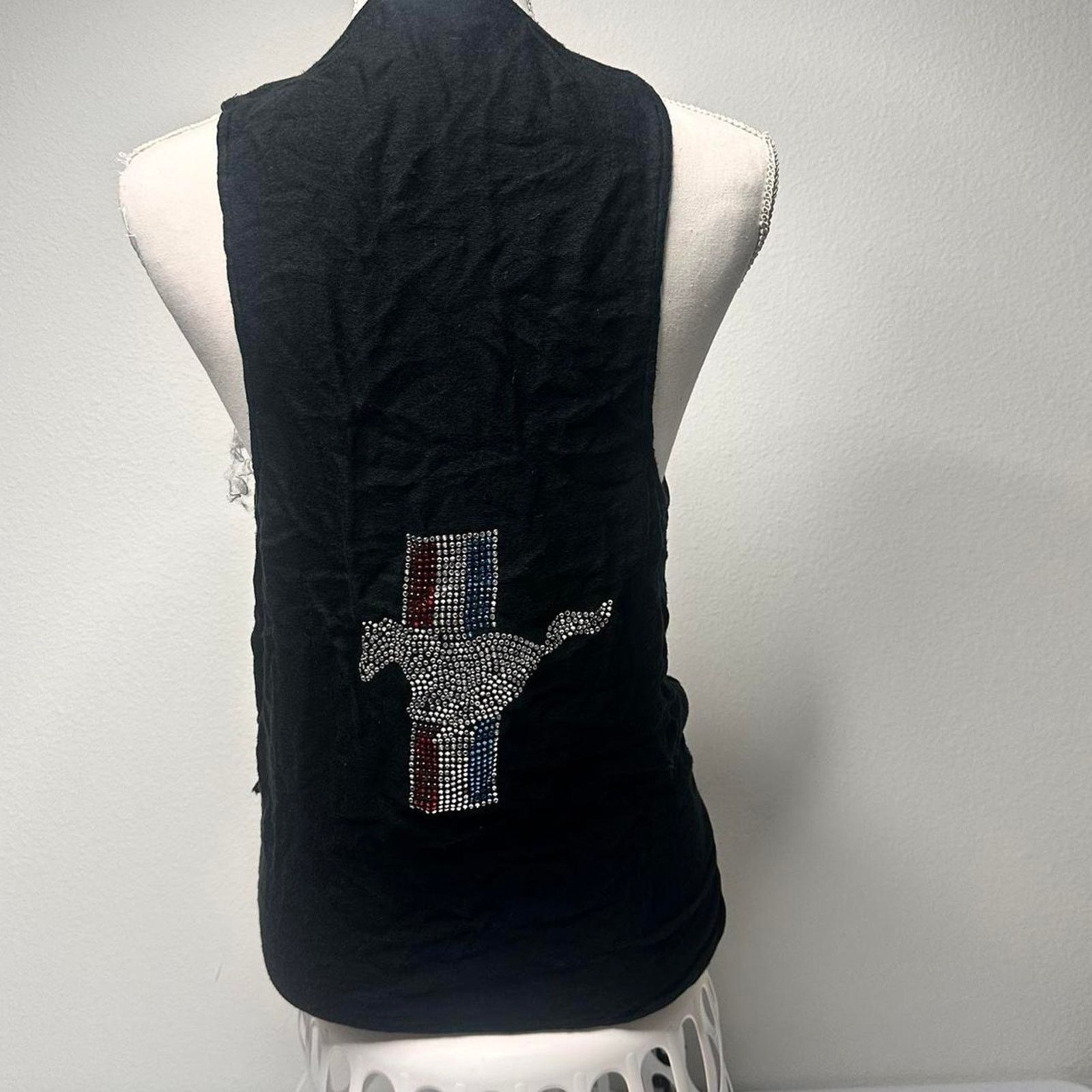 Ford Mustang Rhinestone Fringe Vest Size Medium-L Unique black Size M / US 6-8 / IT 42-44 - 1 Thumbnail