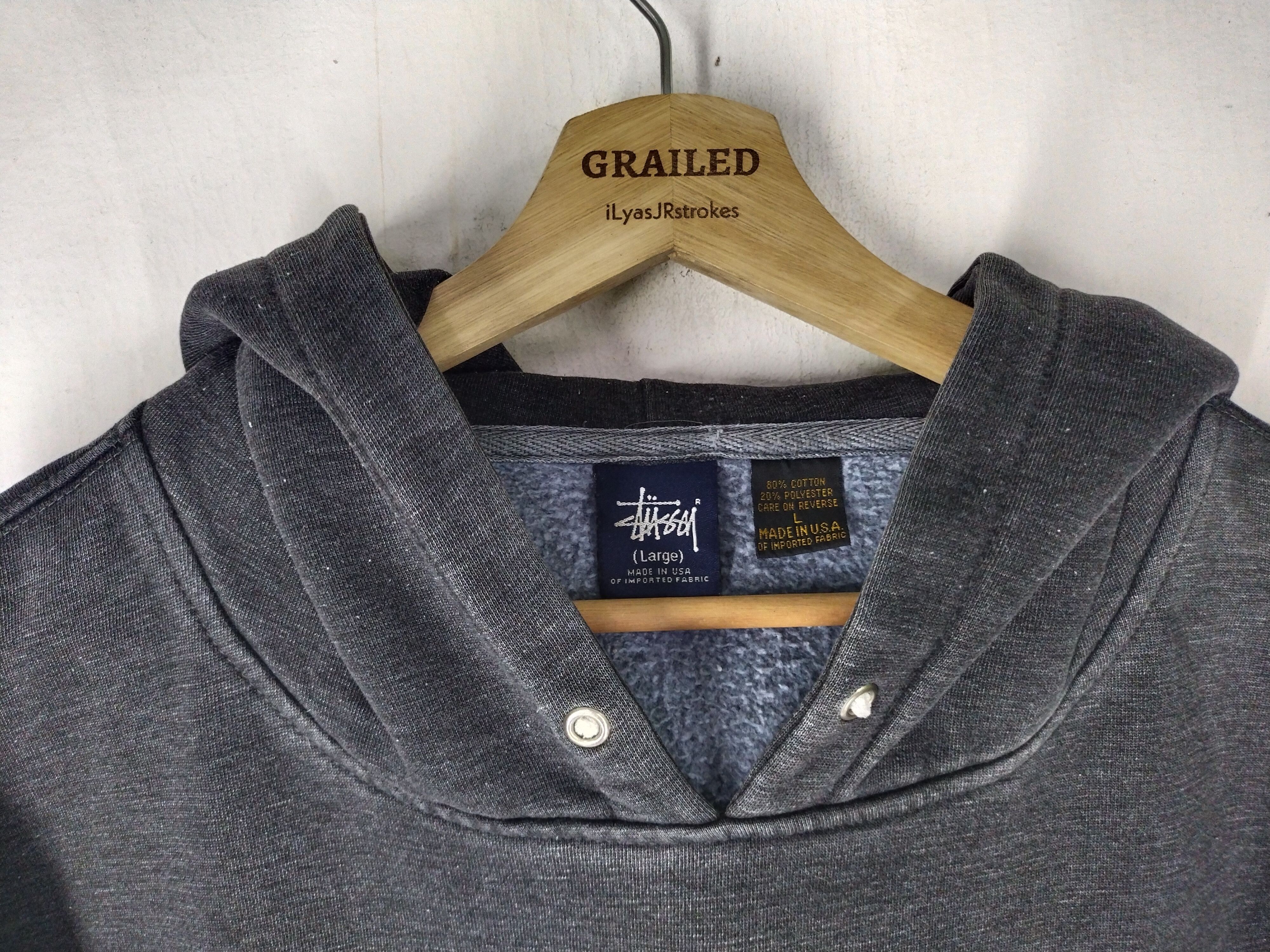 Stussy × Vintage Vintage 80's Stussy Edt. Logo Pullover Grey Hoodie Size US L / EU 52-54 / 3 - 9 Thumbnail
