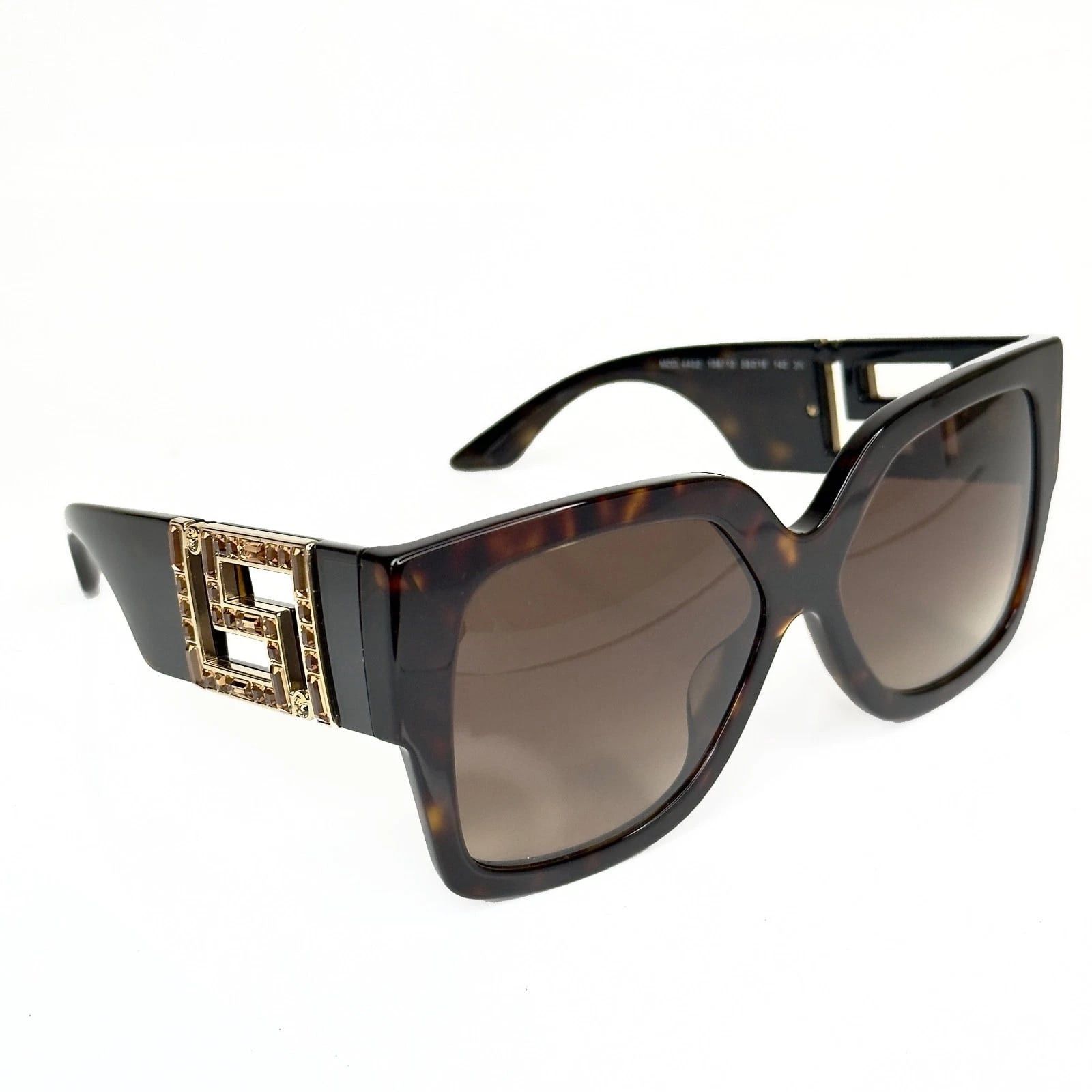 Versace VERSACE VE4402 GRECA Brown Gold Geometric Sunglasses 4402 Size ONE SIZE - 4 Thumbnail