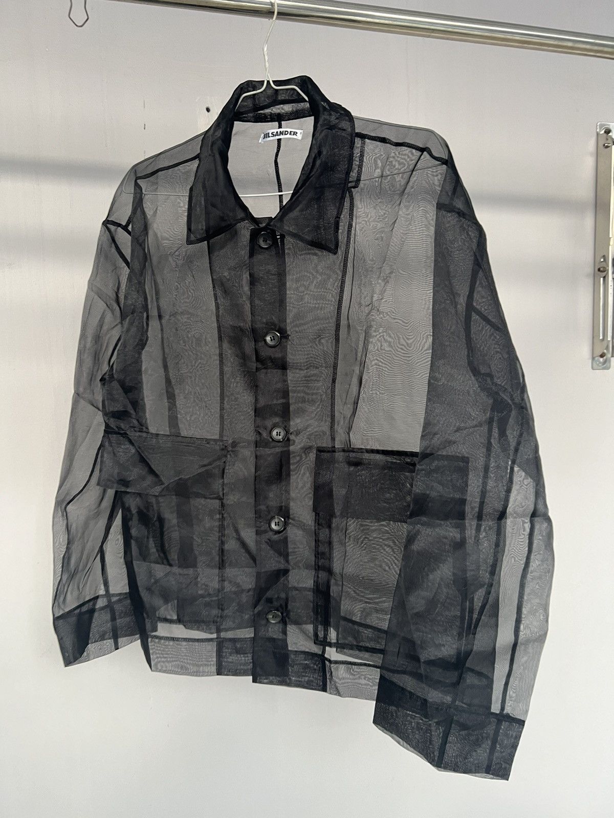 image of S/s 2008 Jil Sander Transparent Sheer Jacket Work in Black, Men's (Size Large)