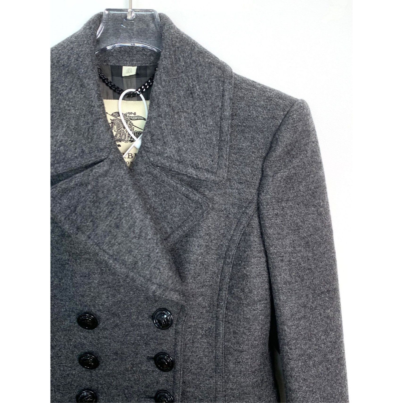 Burberry Burberry Womens Dark Grey Wool Double-Breasted Overcoat Size Size S / US 4 / IT 40 - 5 Thumbnail