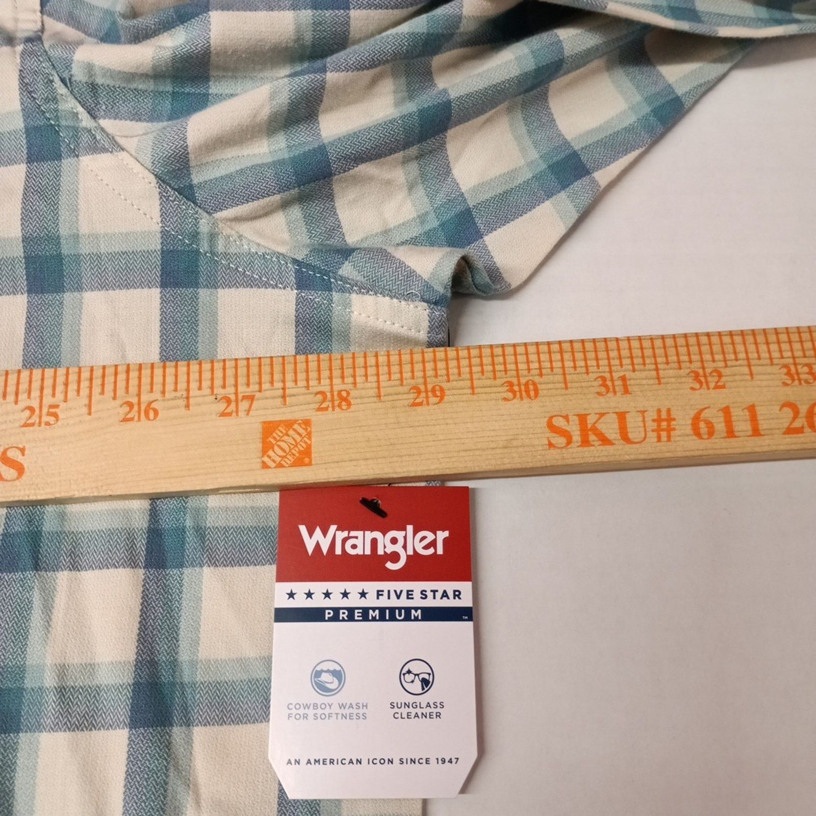 Wrangler Wrangler Cowboy Wash Twill Shirt Men's 3XL Nile Blue Checker Size US XXL / EU 58 / 5 - 5 Thumbnail