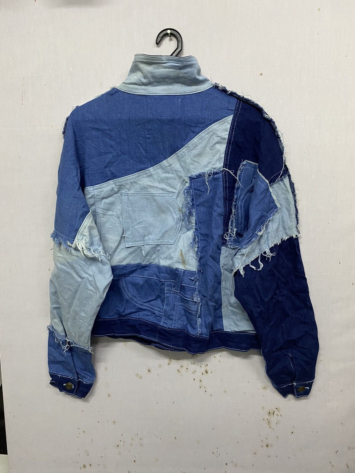 Vintage Blue Denim Patchwork Jeans Jacket Size L / US 10 / IT 46 - 2 Thumbnail