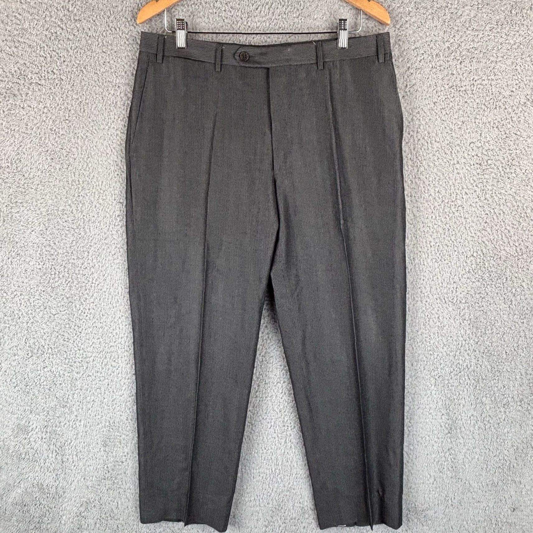 Canali Canali Dress Pants Mens 34x28 Gray Stripe Flat Front Wool Slacks Made Italy Pants Regular Mens Gray Wool Slacks Size US 34 / EU 50 - 2 Thumbnail