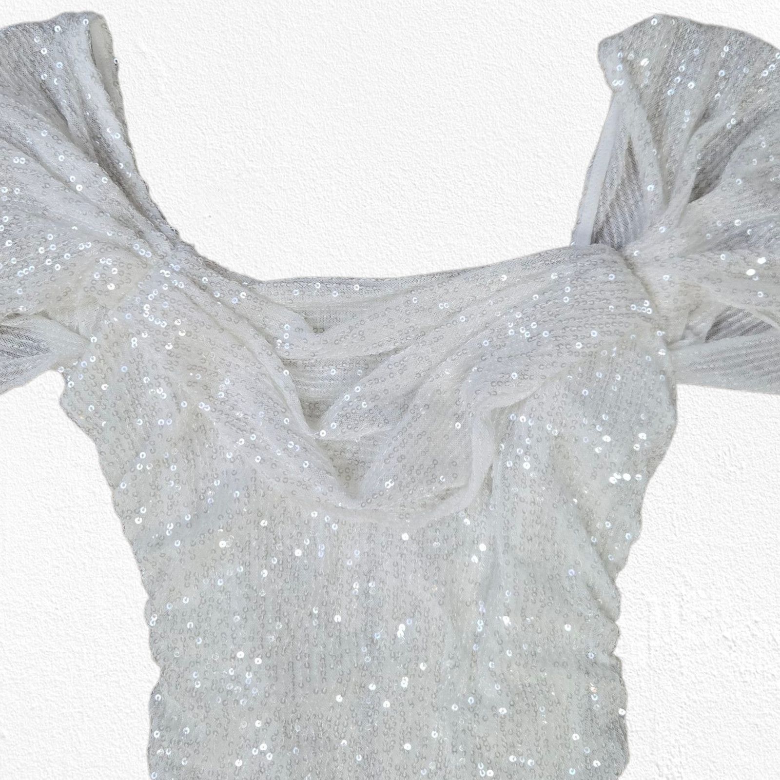 Other White Sequin Off-Shoulder Mini Dress Size Small Size S / US 4 / IT 40 - 3 Thumbnail