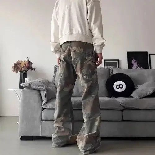 Jean Camo Cargo Wide Stacked Flare Pants Size US 32 / EU 48 - 2 Thumbnail