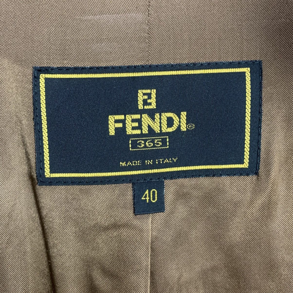 Fendi Fendi Italian Luxury vVintage Brown Tweed Wool Coat Fur Size L / US 10 / IT 46 - 12 Thumbnail