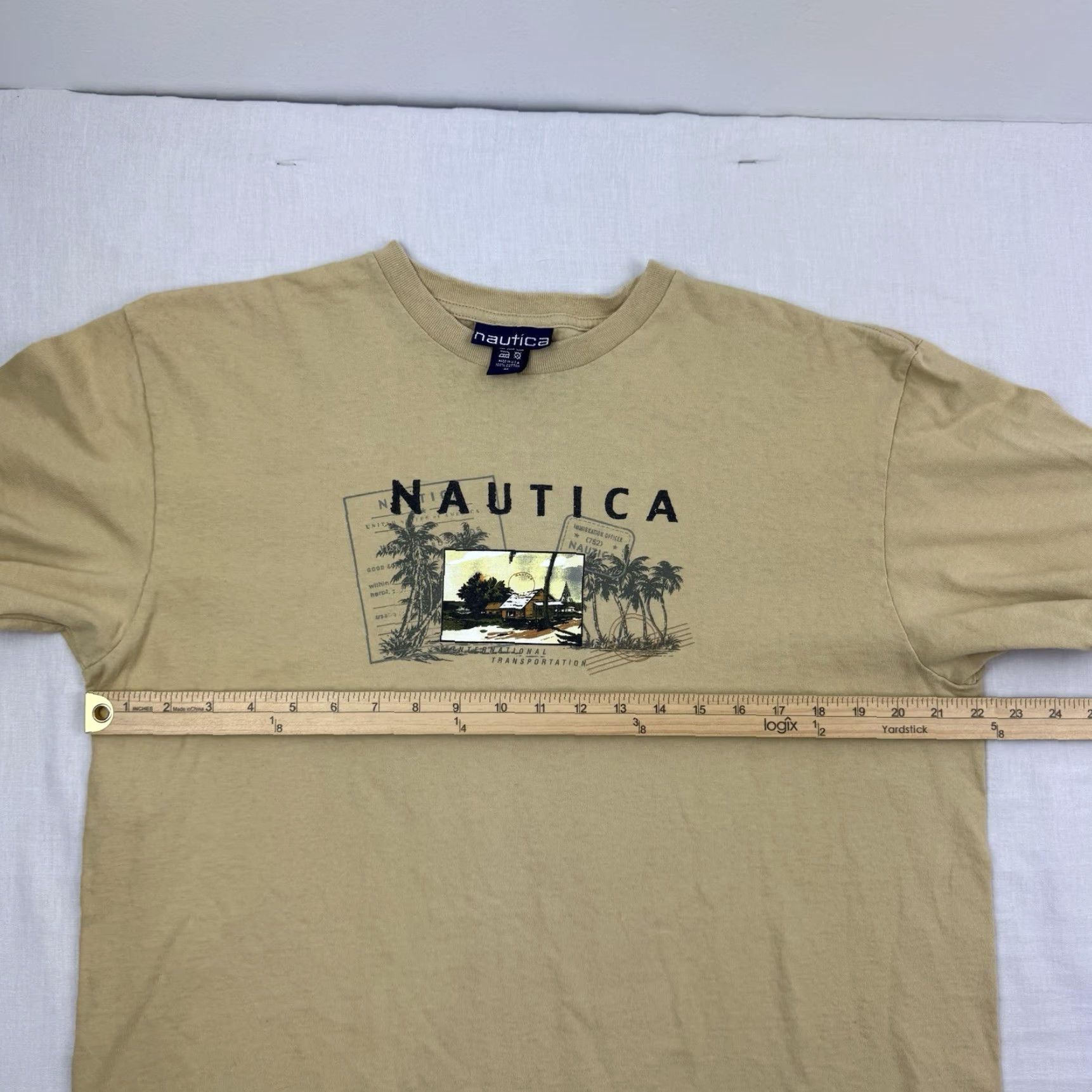 Nautica VINTAGE Nautica Shirt Adult M Beige Nautical Sailing Tropical 90s USA Mens Size US M / EU 48-50 / 2 - 6 Thumbnail