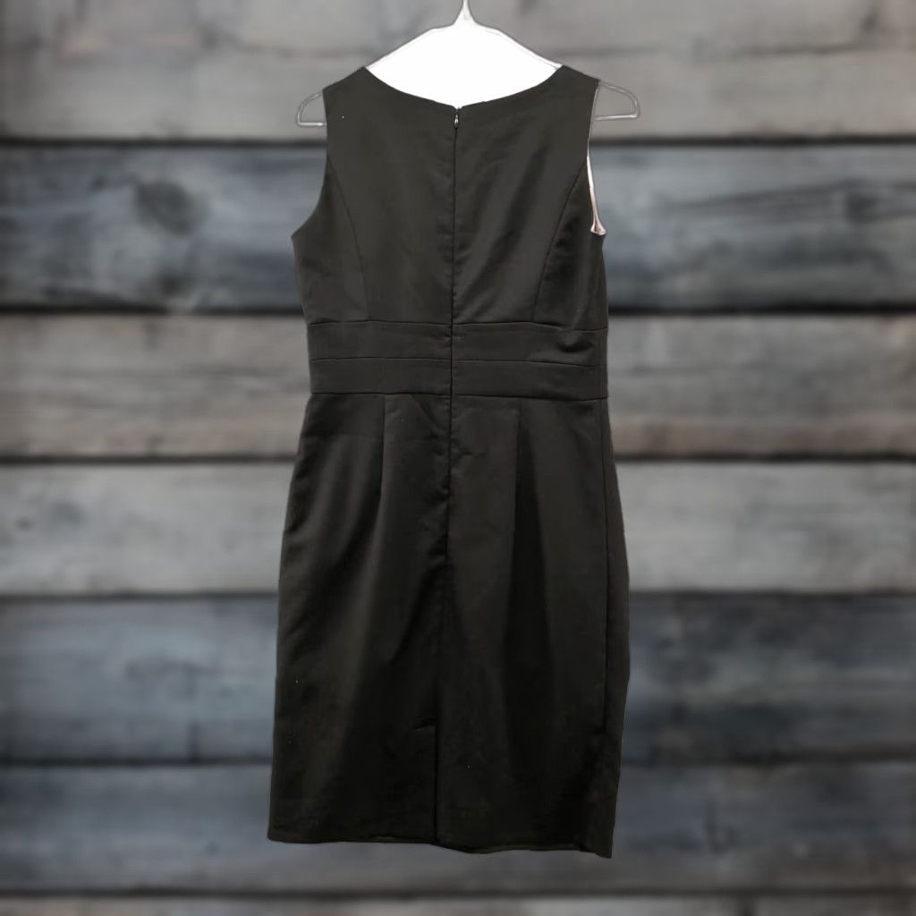 Vintage Sinequanone Womens Black Wool Blend Sheath Dress Size 0 Sleeveless Career LBD Crew Neck Zip Knee Length Size XS / US 0-2 / IT 36-38 - 1 Thumbnail