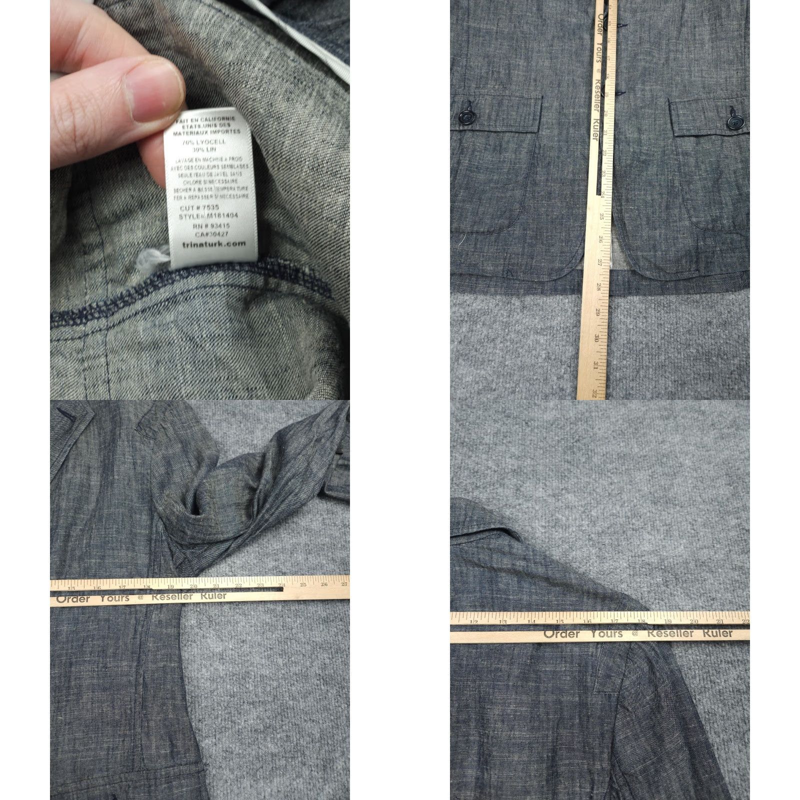 Mr Turk MR TURK Blazer Jacket Mens 40 Gray Lyocell Linen Blend 2 Button Chore Pockets Jacket Blazer Chore Pockets Mens 40 Gray Size 40R - 8 Thumbnail