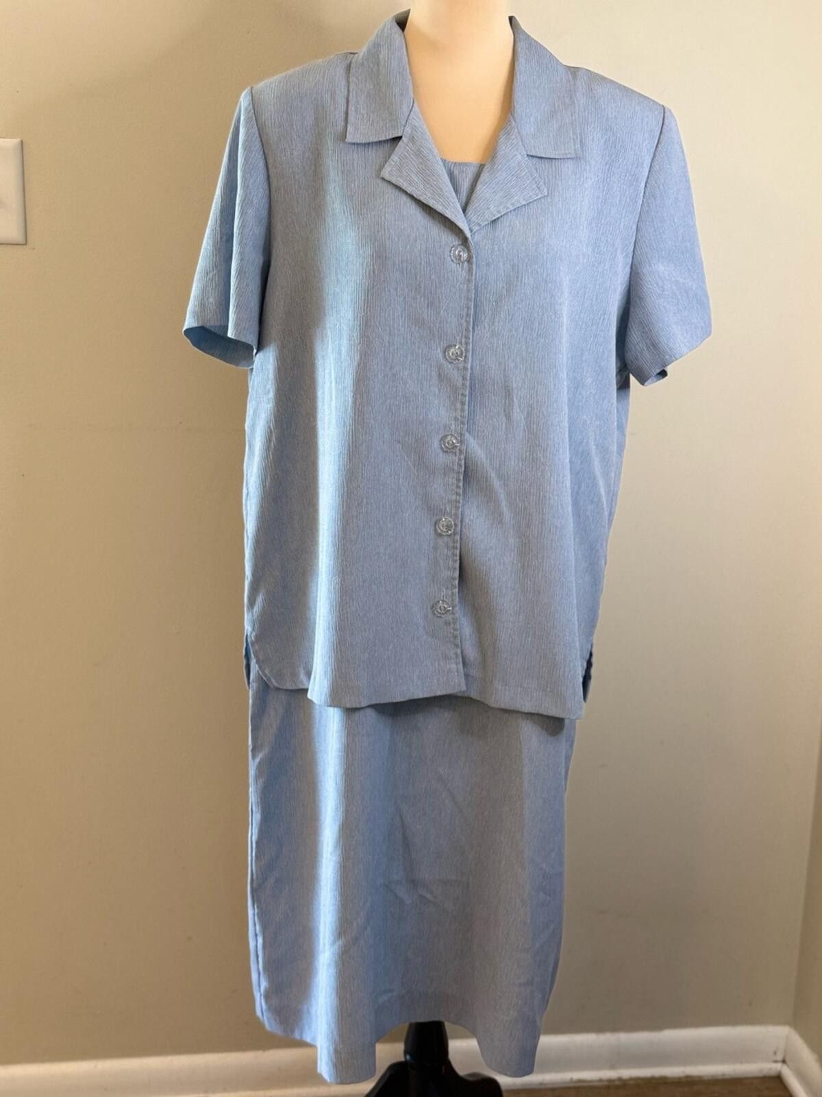Blair Blair vintage blue long tank dress & jacket suit set SZ 20P Size 42" / US 20 - 1 Thumbnail