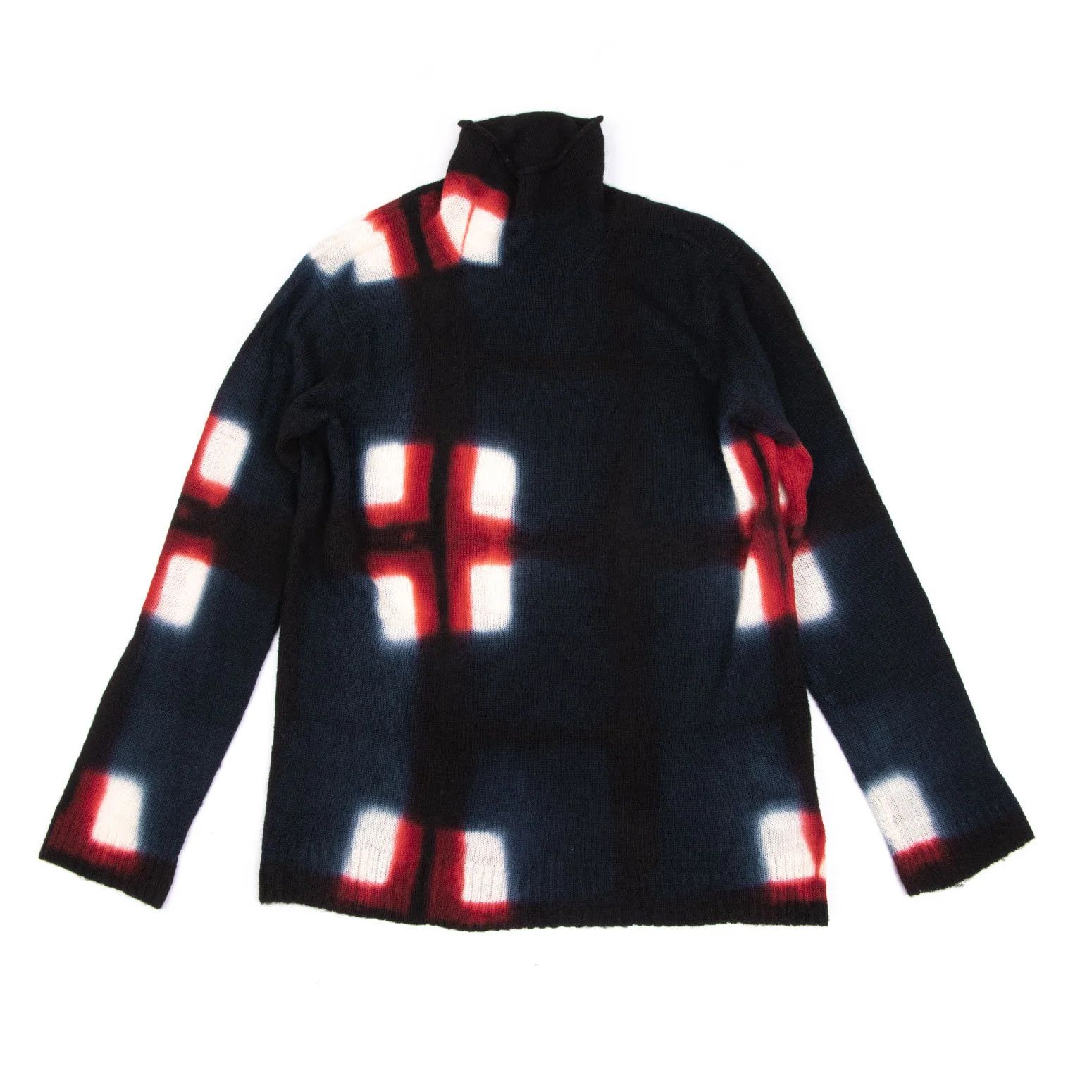 Yohji Yamamoto Yohji Yamamoto Wool Dyed Check Knit Navy Red Size US M / EU 48-50 / 2 - 1 Thumbnail