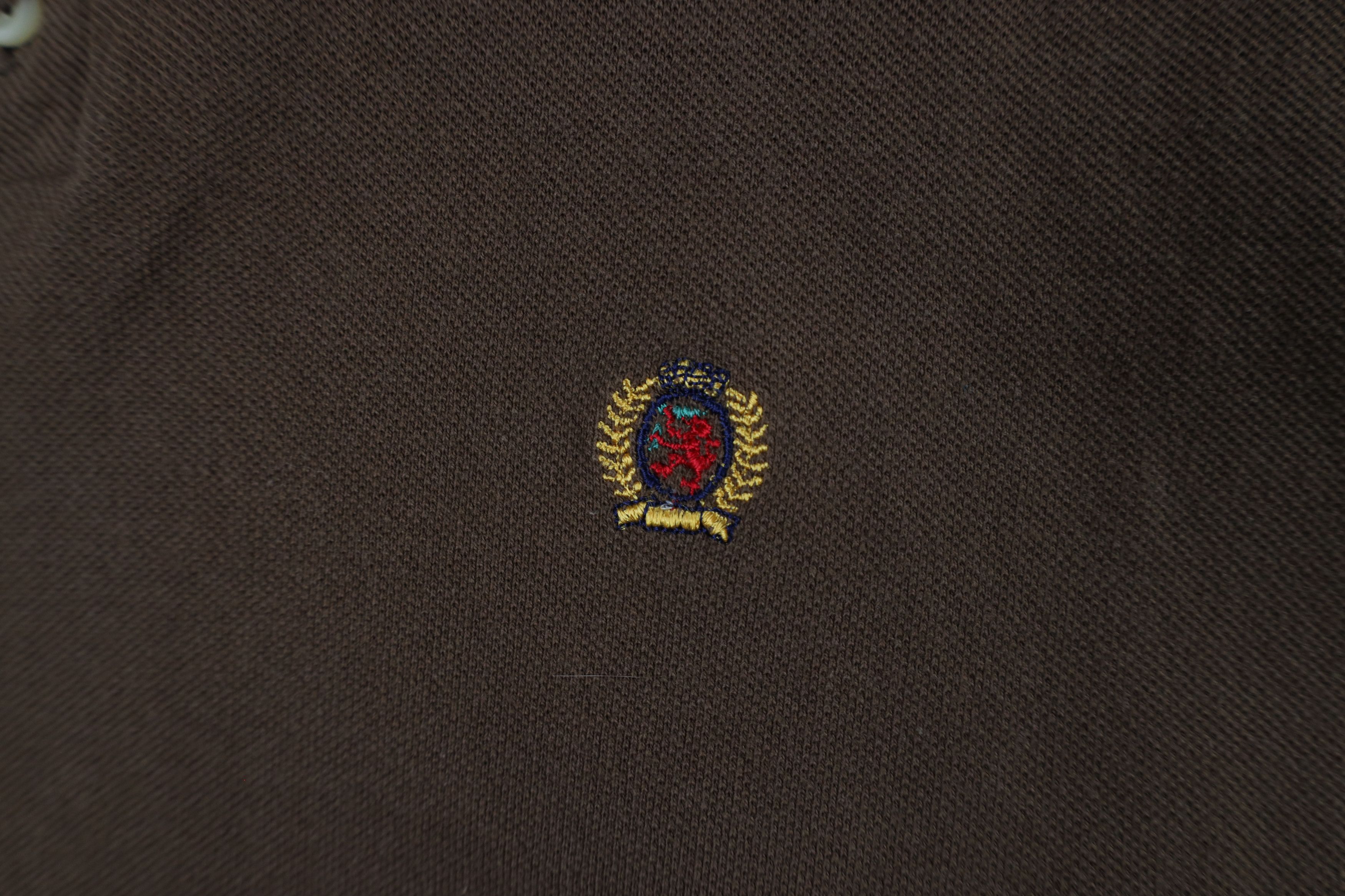 Tommy Hilfiger × Vintage Vintage 90s Tommy Hilfiger Pique Cotton Polo Shirt Brown USA Size US L / EU 52-54 / 3 - 4 Thumbnail
